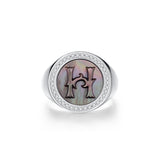 Initial A Letter Series Mother of Pearl  Signet Ring