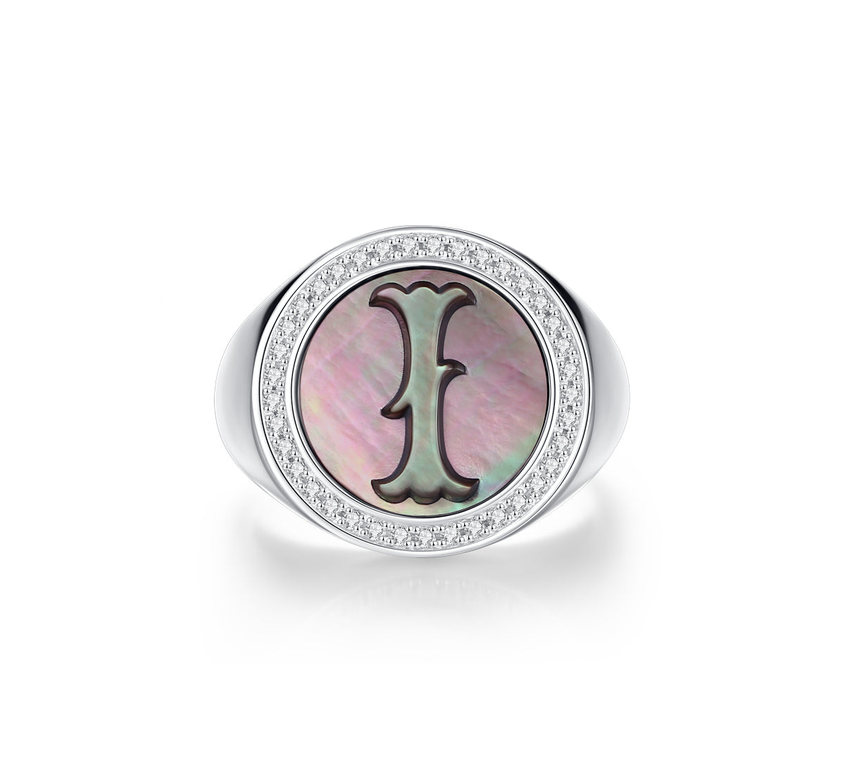 Initial A Letter Series Mother of Pearl  Signet Ring