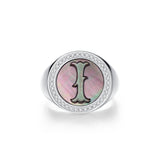Initial A Letter Series Mother of Pearl  Signet Ring