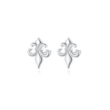 Iris Flower Design 925 Sterling Silver Stud Earrings