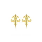 Iris Flower Design 925 Sterling Silver Stud Earrings