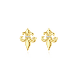 Iris Flower Design 925 Sterling Silver Stud Earrings