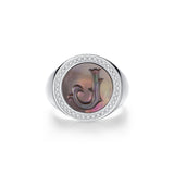 Initial A Letter Series Mother of Pearl  Signet Ring