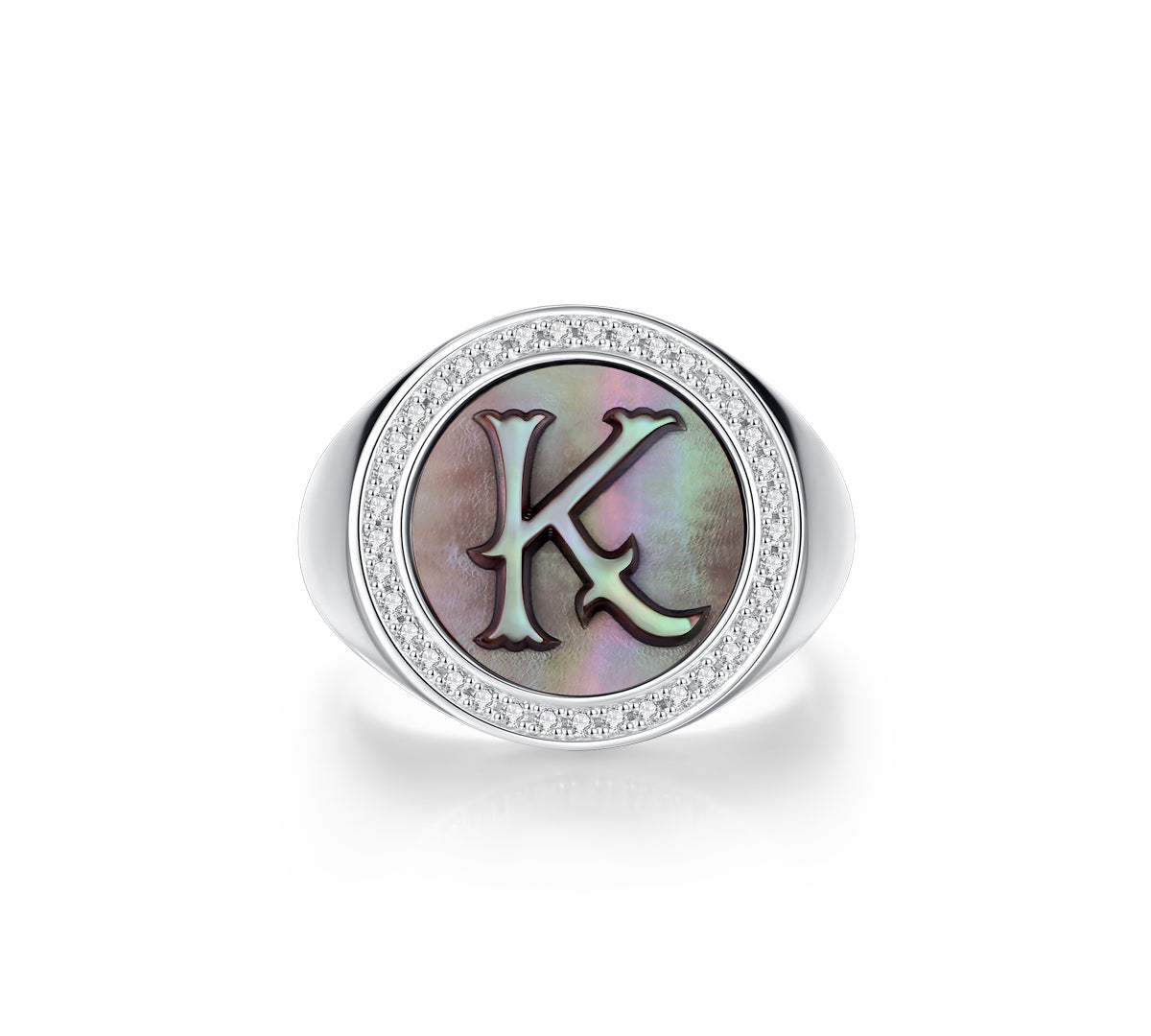 Initial A Letter Series Mother of Pearl  Signet Ring