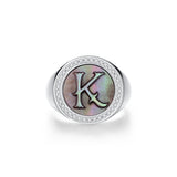 Initial A Letter Series Mother of Pearl  Signet Ring