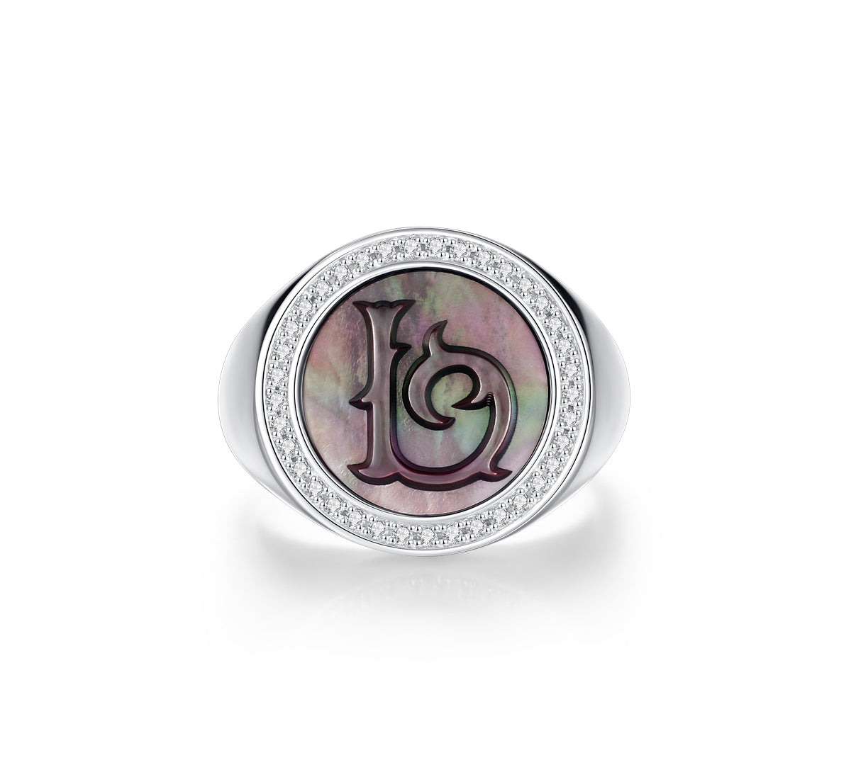 Initial A Letter Series Mother of Pearl  Signet Ring