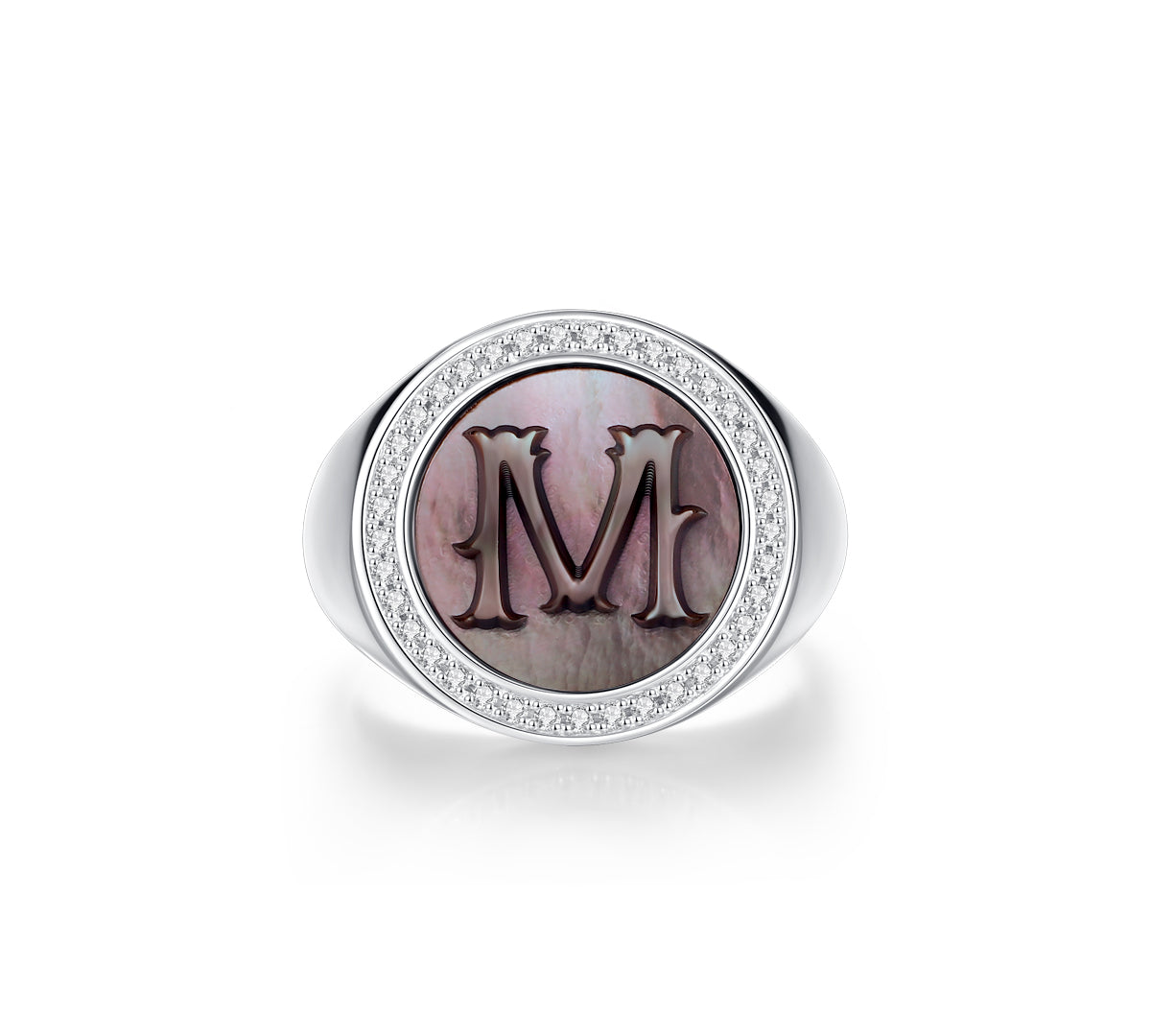 Initial A Letter Series Mother of Pearl  Signet Ring