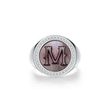 Initial A Letter Series Mother of Pearl  Signet Ring