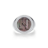 Initial B Letter Series Mother of Pearl  Signet Ring