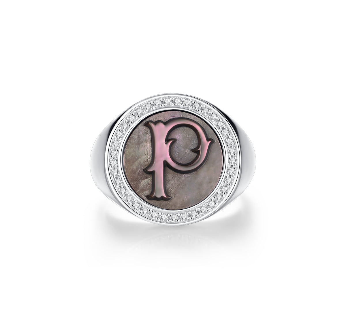 Initial B Letter Series Mother of Pearl  Signet Ring