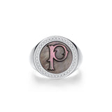 Initial B Letter Series Mother of Pearl  Signet Ring