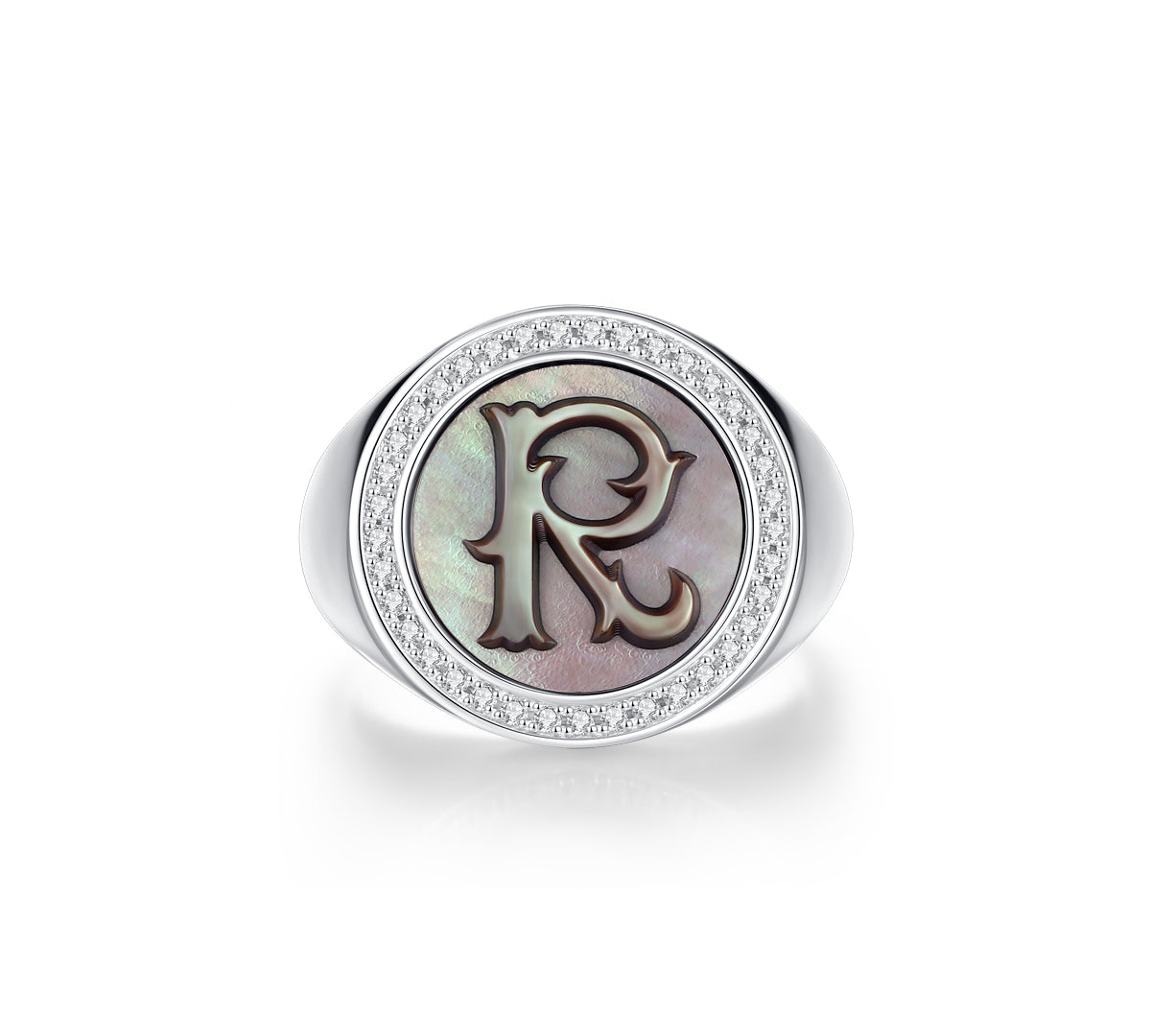 Initial B Letter Series Mother of Pearl  Signet Ring