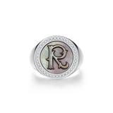 Initial B Letter Series Mother of Pearl  Signet Ring