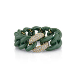 PAVE ROLEX GREEN CERAMIC LINK RING