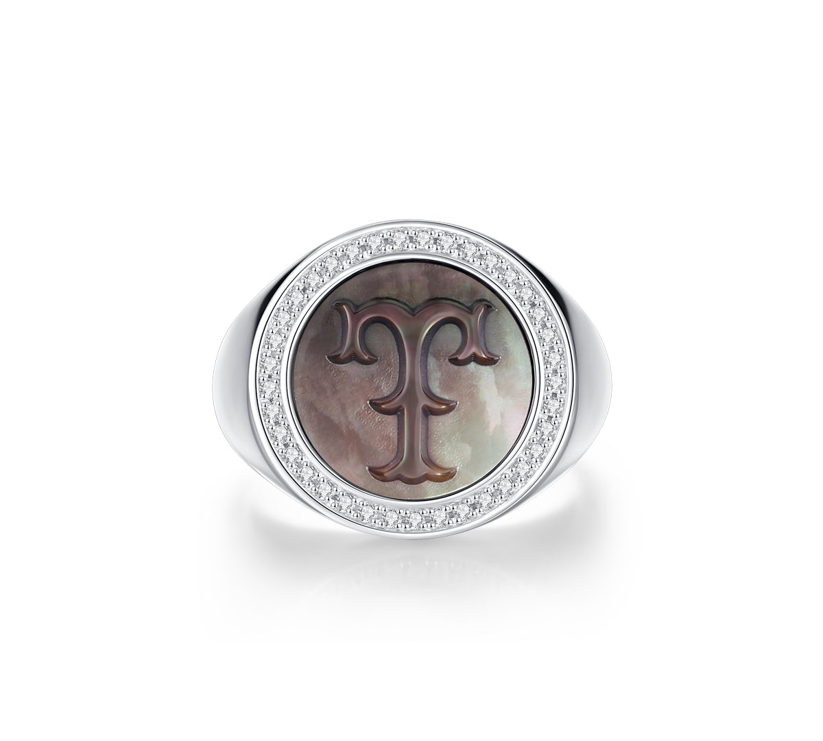 Initial B Letter Series Mother of Pearl  Signet Ring
