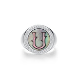 Initial B Letter Series Mother of Pearl  Signet Ring