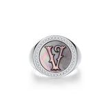 Initial B Letter Series Mother of Pearl  Signet Ring