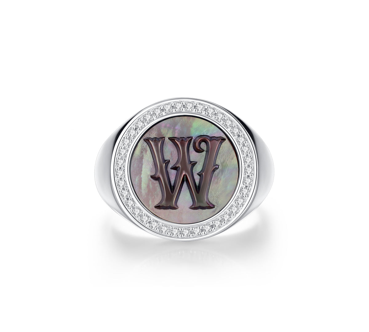 Initial B Letter Series Mother of Pearl  Signet Ring