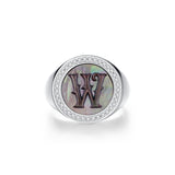 Initial B Letter Series Mother of Pearl  Signet Ring