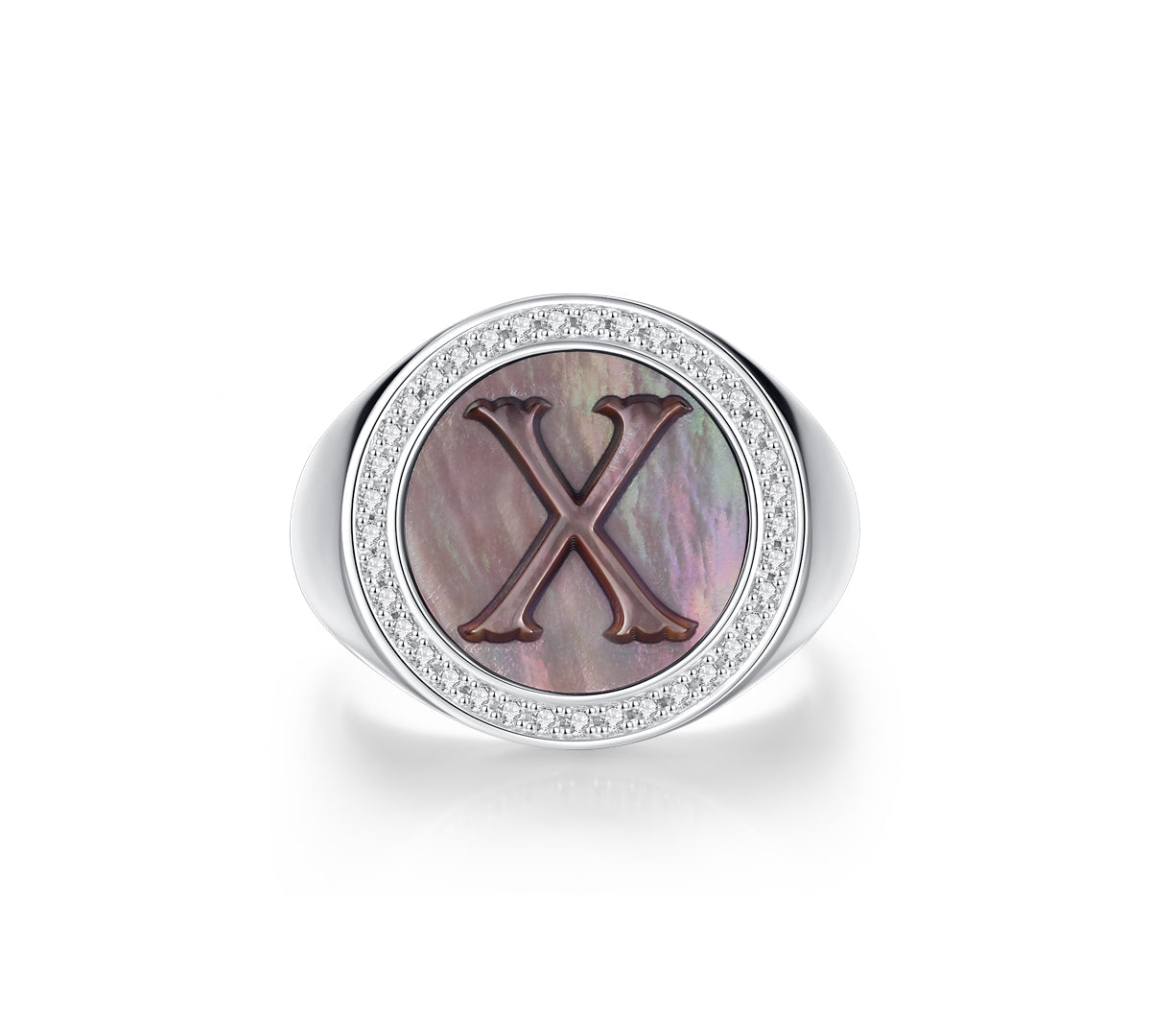 Initial B Letter Series Mother of Pearl  Signet Ring