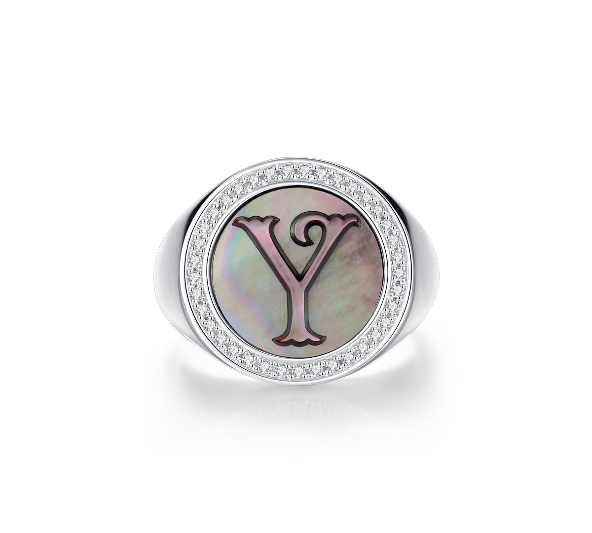 Initial B Letter Series Mother of Pearl  Signet Ring