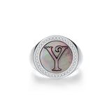Initial B Letter Series Mother of Pearl  Signet Ring