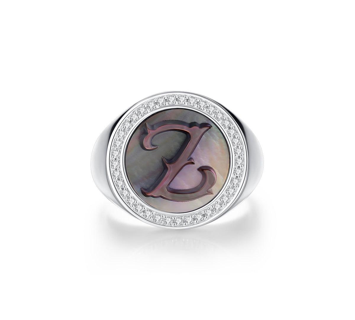 Initial B Letter Series Mother of Pearl  Signet Ring