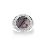Initial B Letter Series Mother of Pearl  Signet Ring