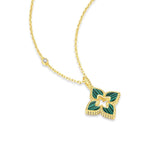 925 Sterling Silver Malachite Quatrefoil Pendant