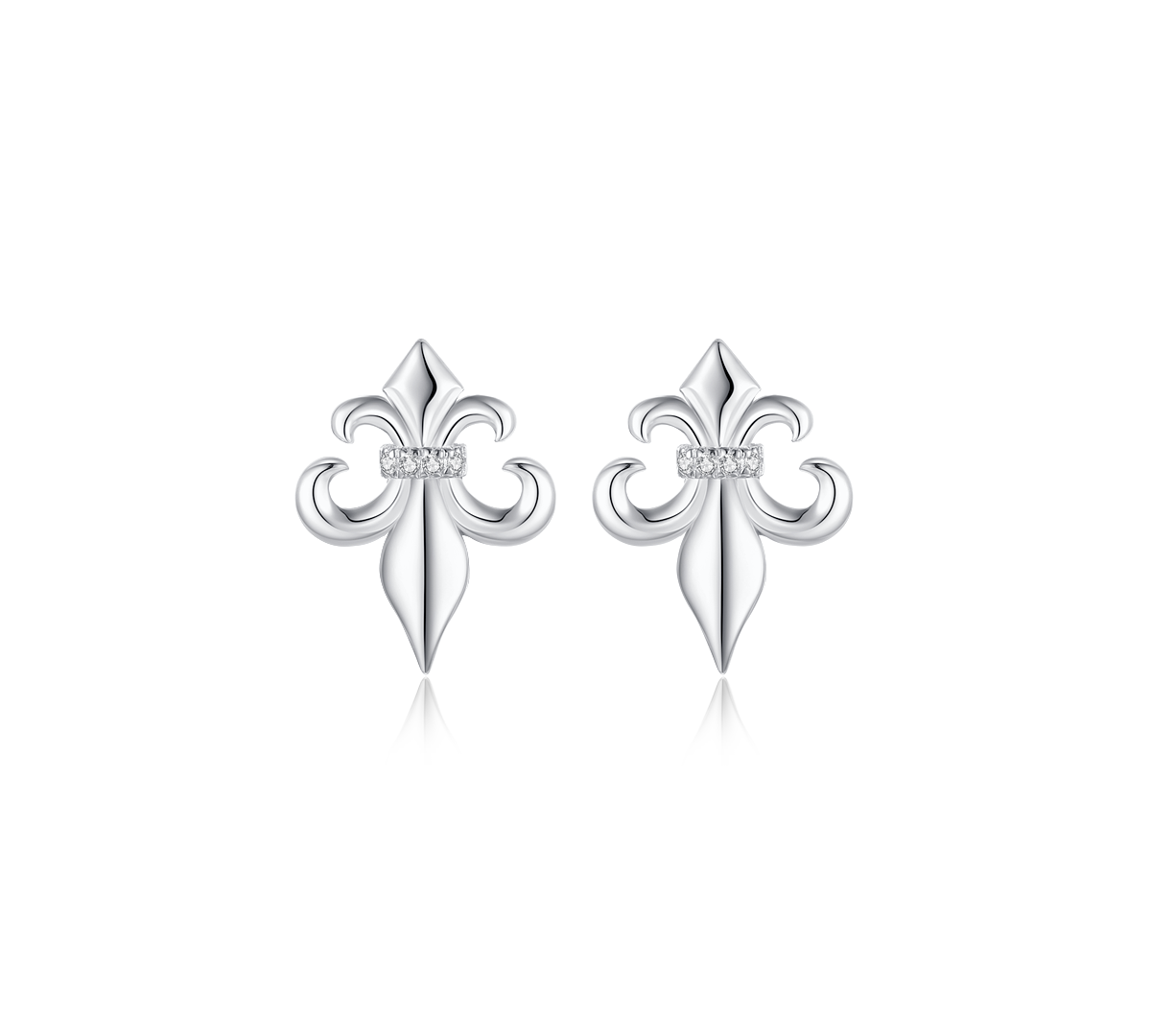 Iris Flower Design 925 Sterling Silver Stud Earrings