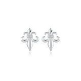 Iris Flower Design 925 Sterling Silver Stud Earrings